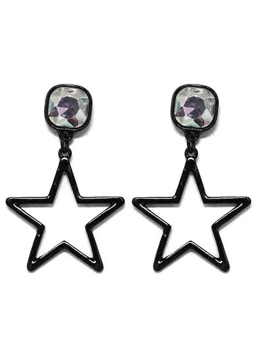 VE3081 Iridescent Post Star Dangle Earrings