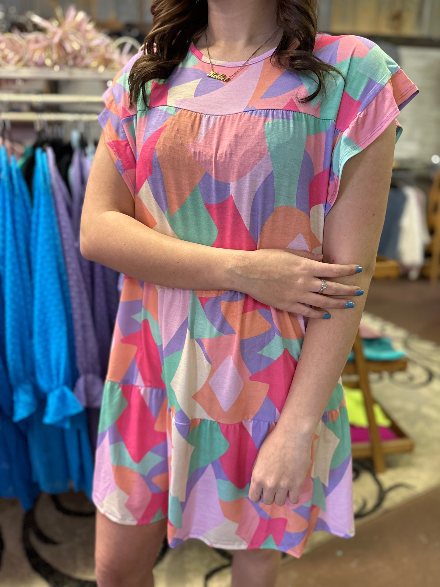 MULTI PRINT TIERD DRESS