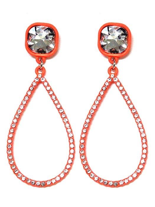 VE2889 Iridescent Post Rhinestone Teardrop Dangle Earrings