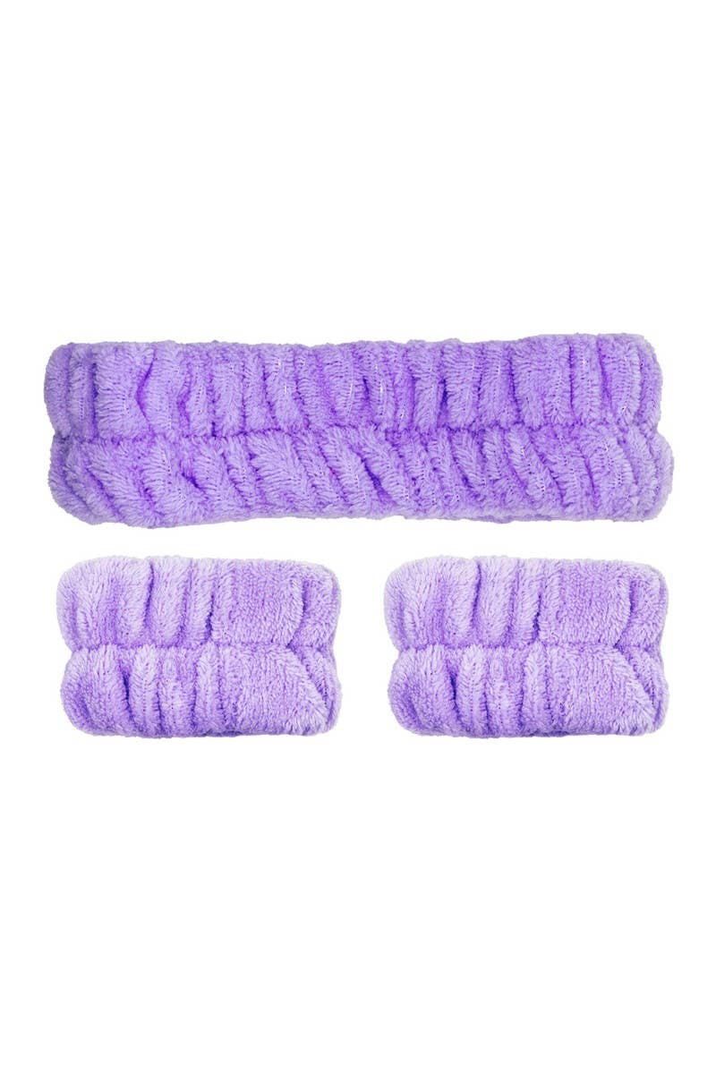 Lavender Plush Headband & Wristband Set
