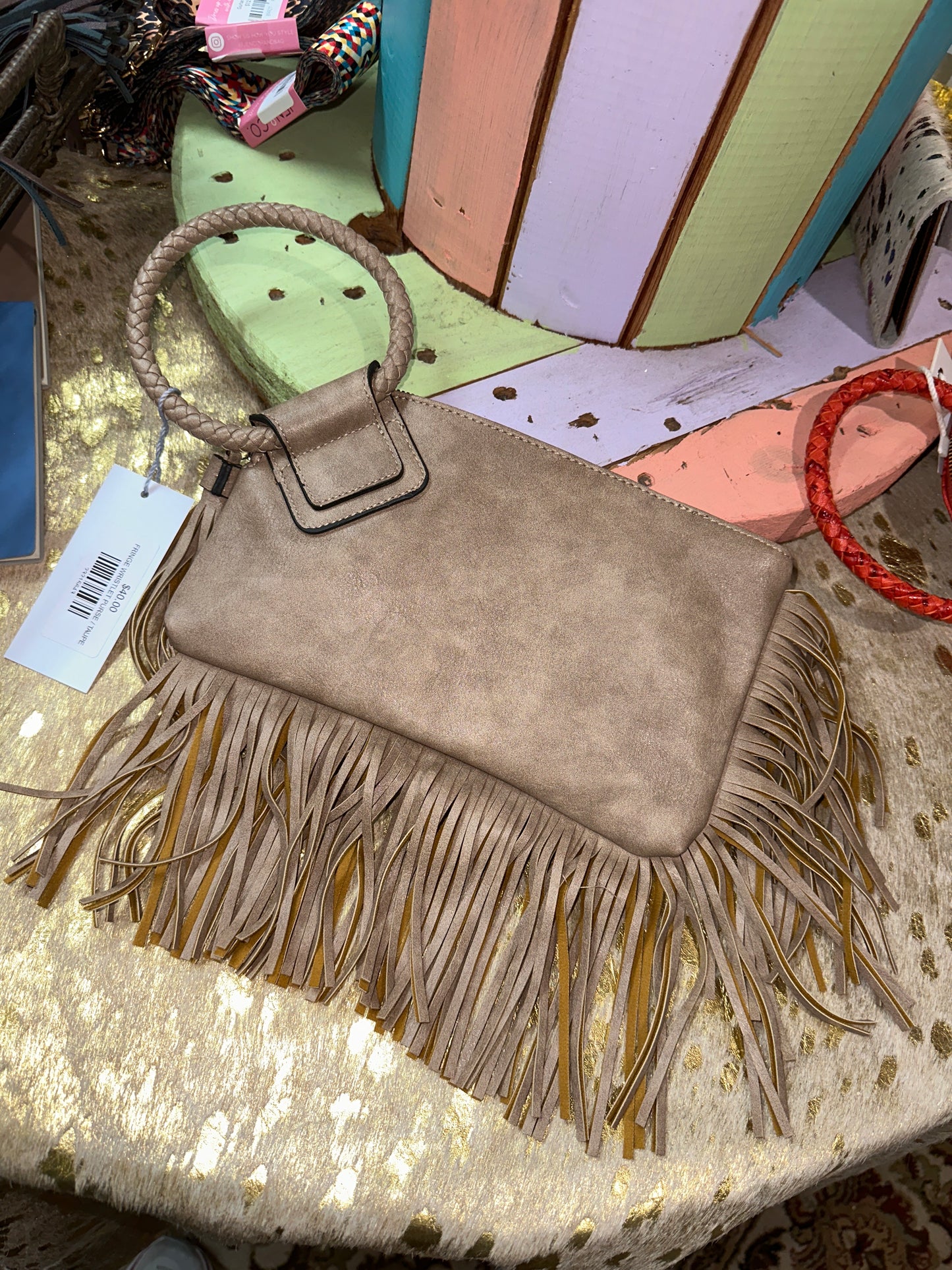 FRINGE WRISTLET PURSE