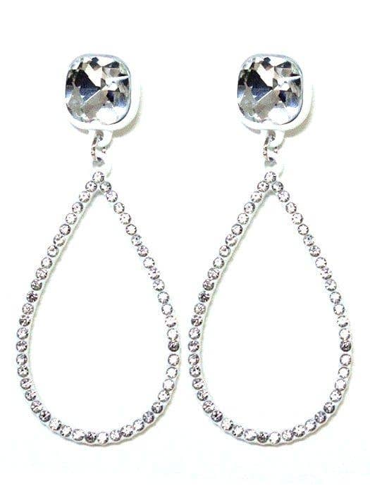 VE2889 Iridescent Post Rhinestone Teardrop Dangle Earrings