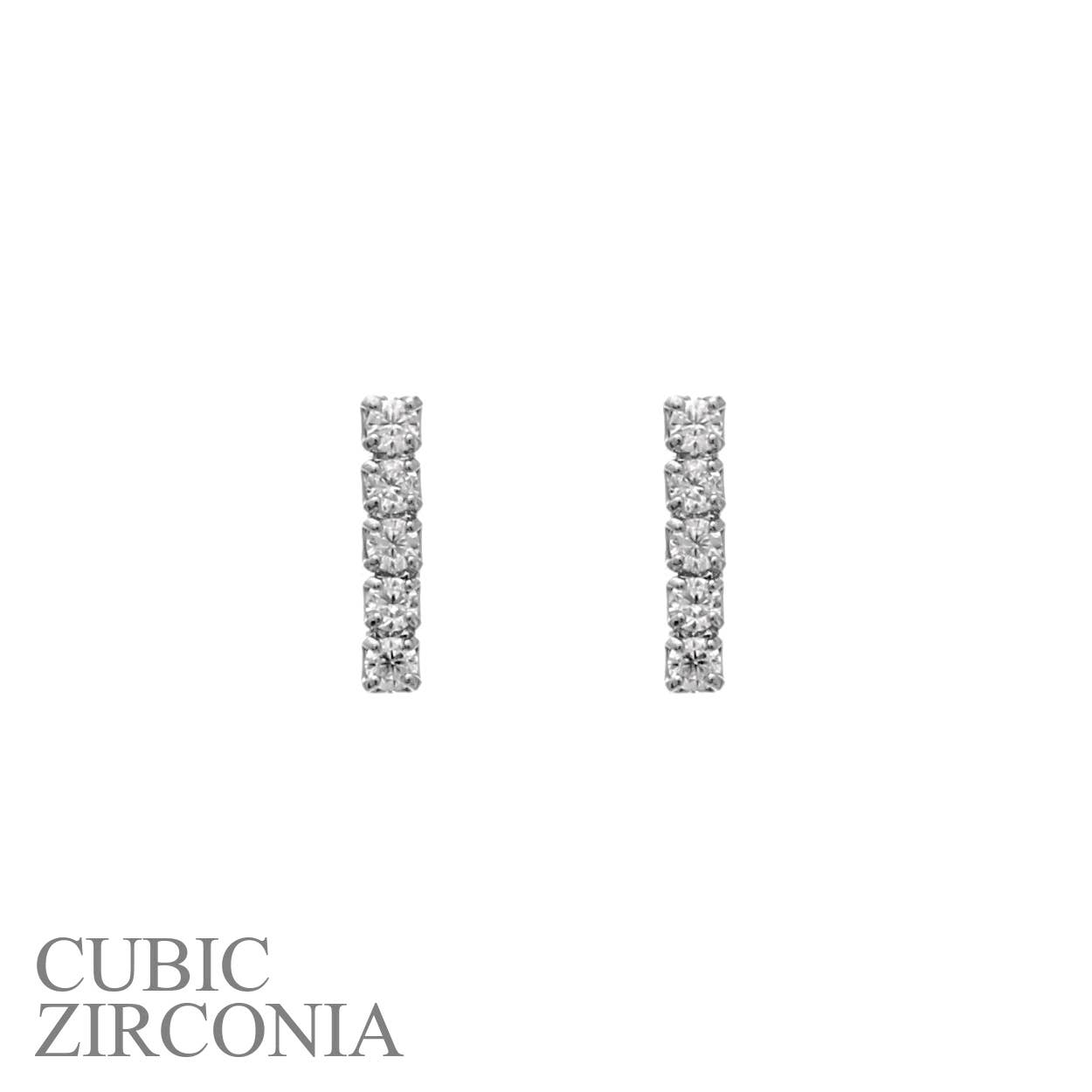 248RS Cubic Zirconia Bar Post Earrings
