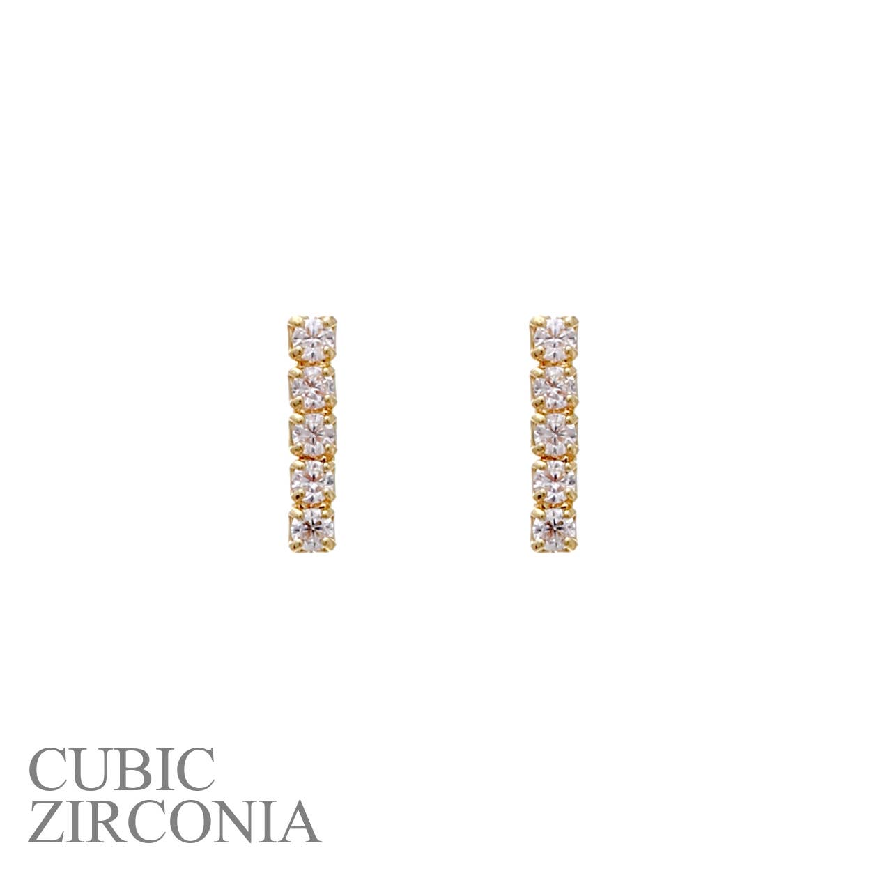 248RS Cubic Zirconia Bar Post Earrings
