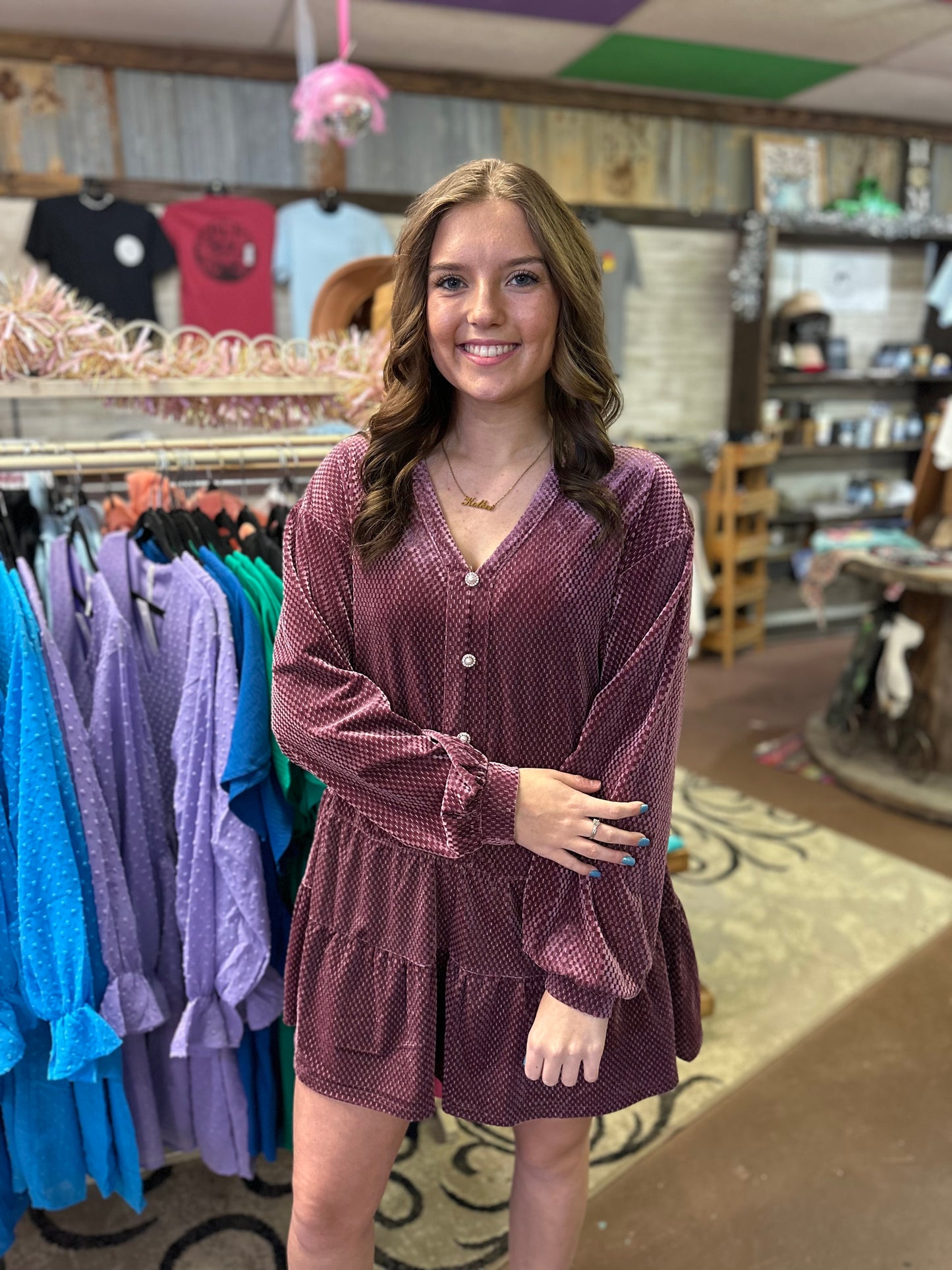 Velvet Mini Dress: MAUVE