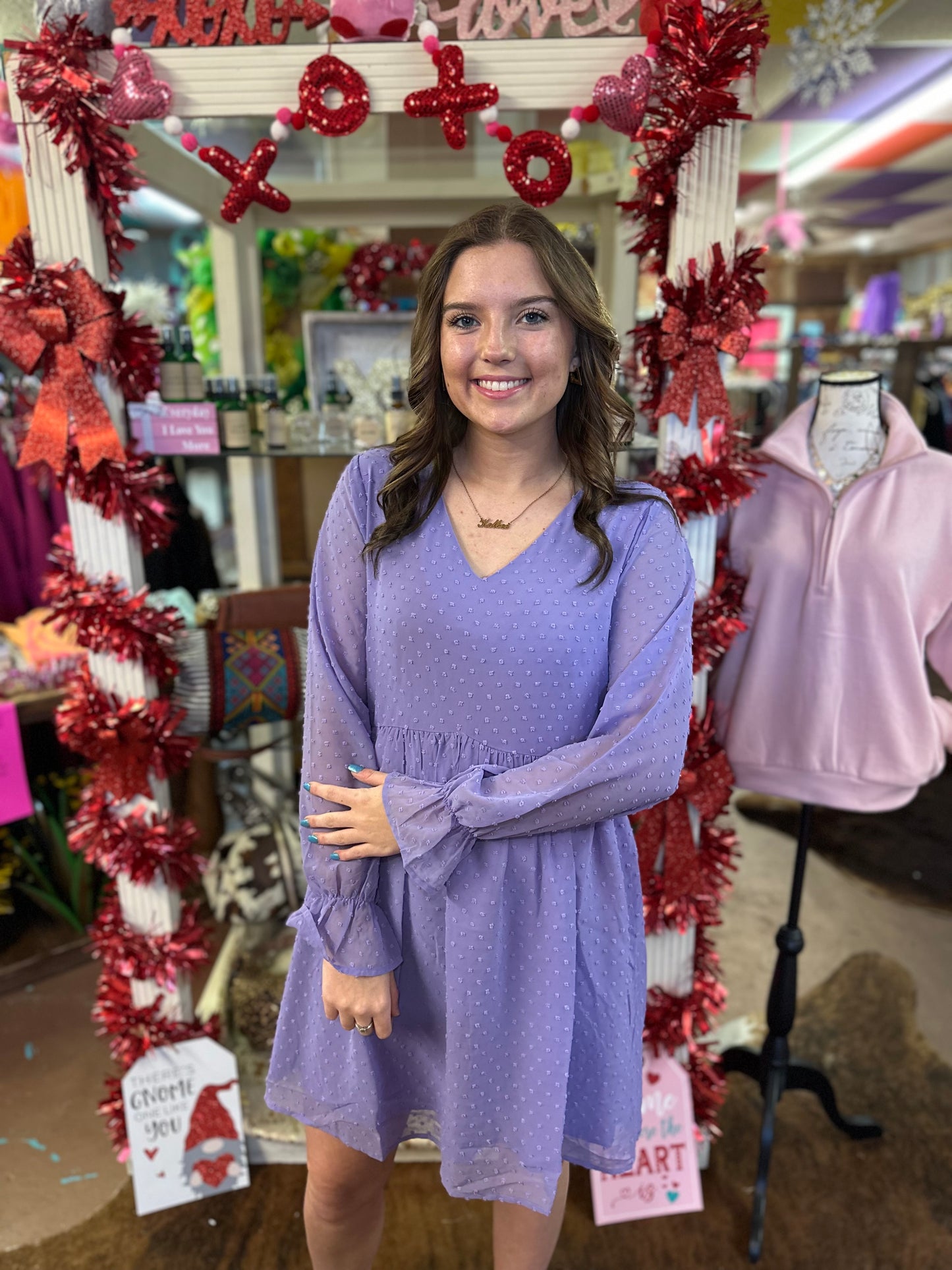 Swiss Dot V-neck Dress