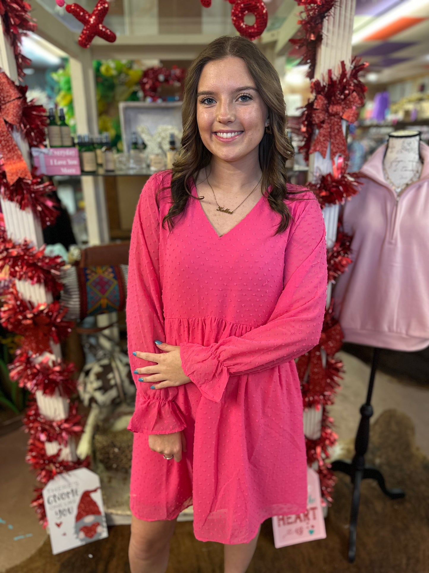 Swiss Dot V-neck Dress