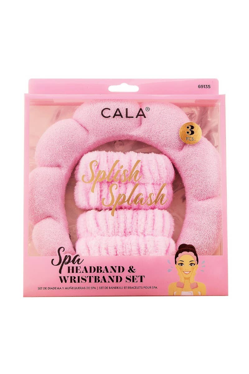 Pink Spa Headband & Wristband Set - 6 pc