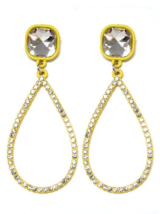 VE2889 Iridescent Post Rhinestone Teardrop Dangle Earrings