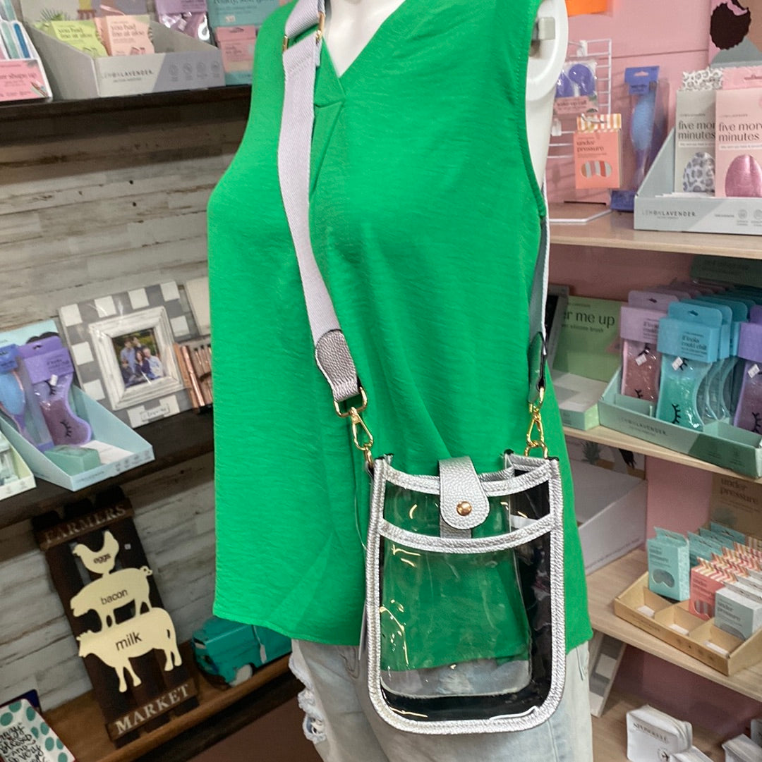 Silver/Clear Crossbody Bag