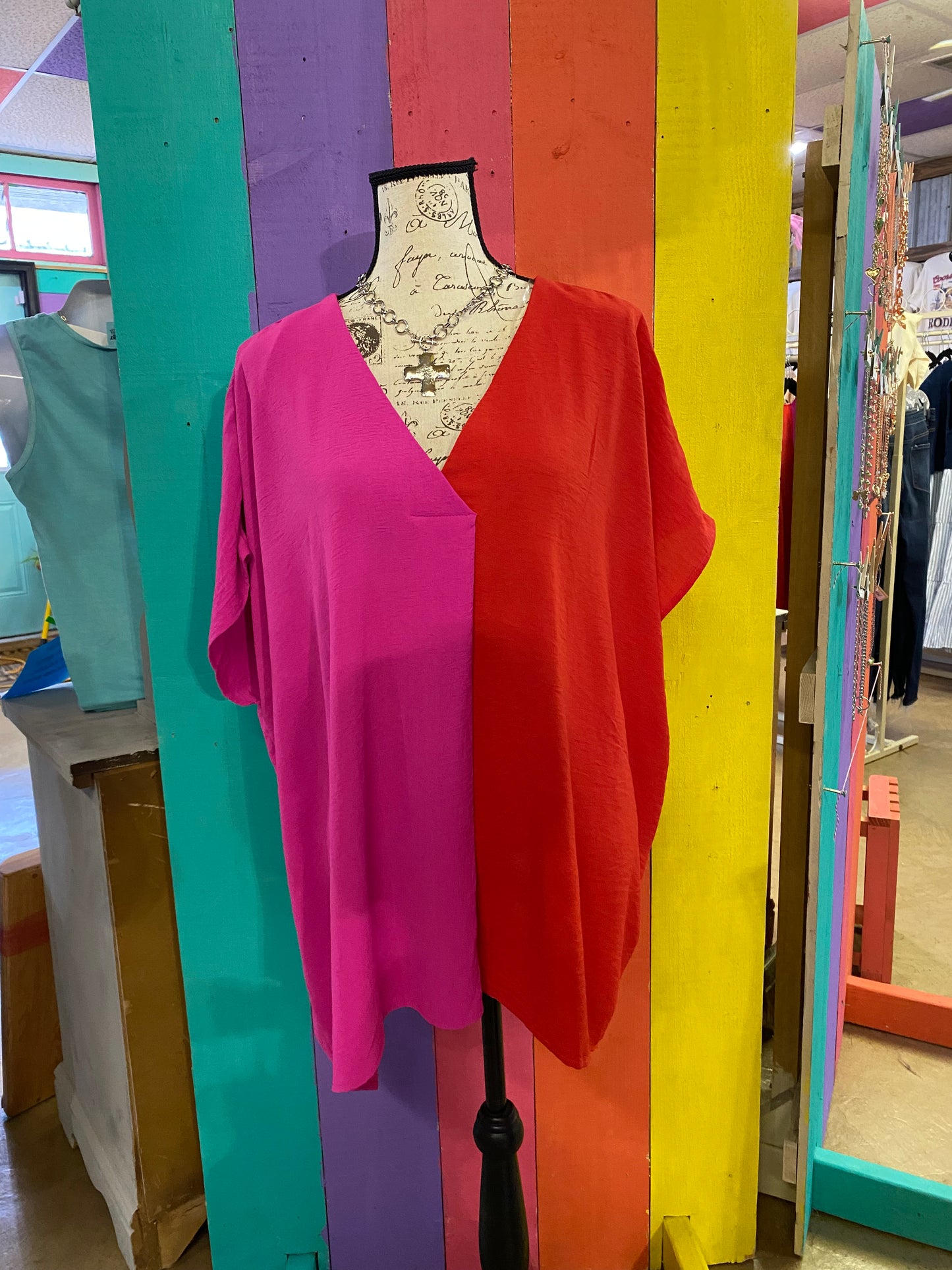 CC PINK/RED DOLMAN TOP