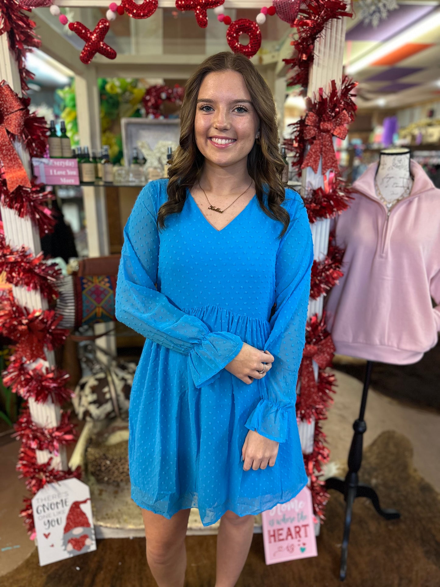 Swiss Dot V-neck Dress