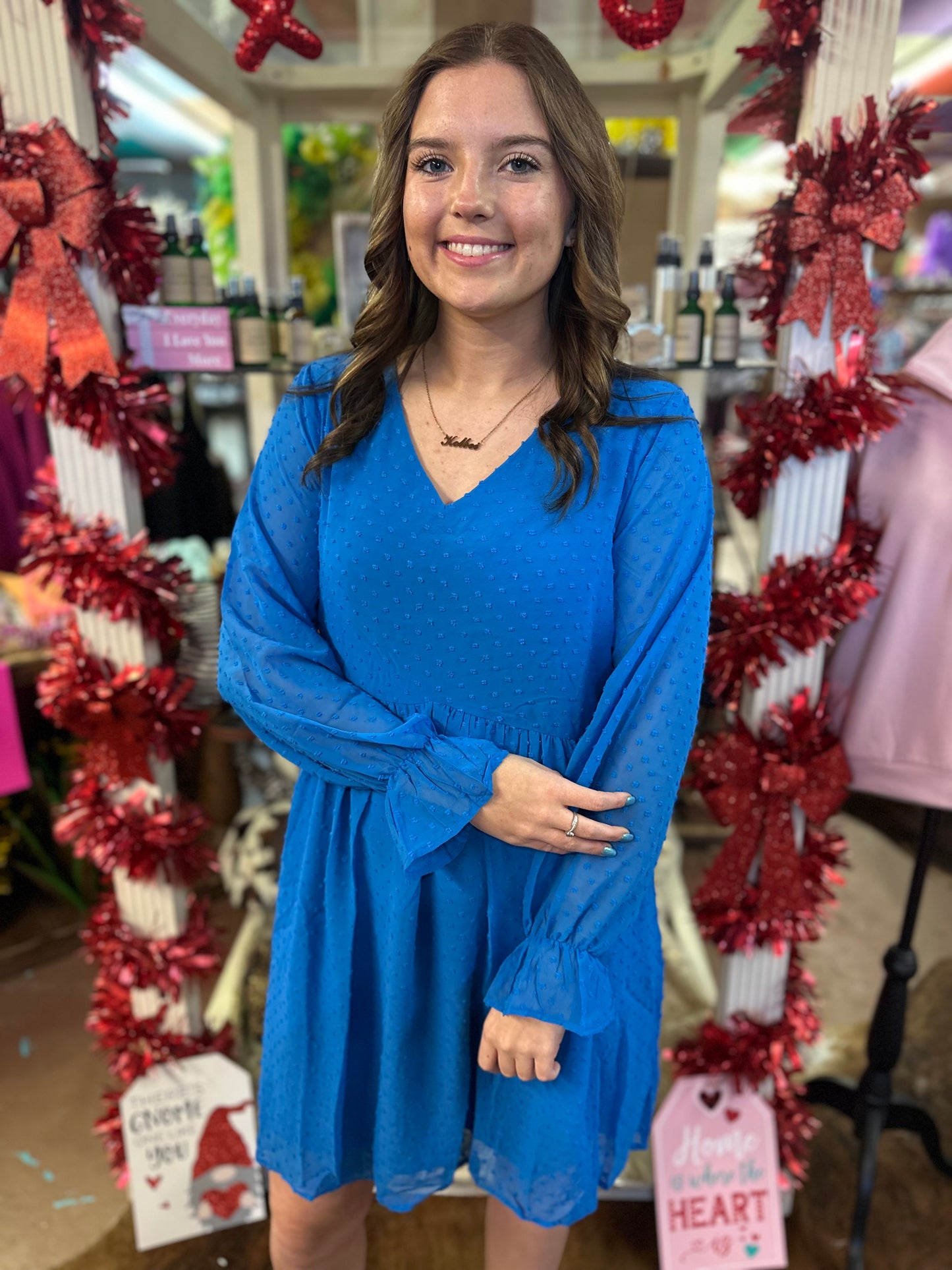 Swiss Dot V-neck Dress