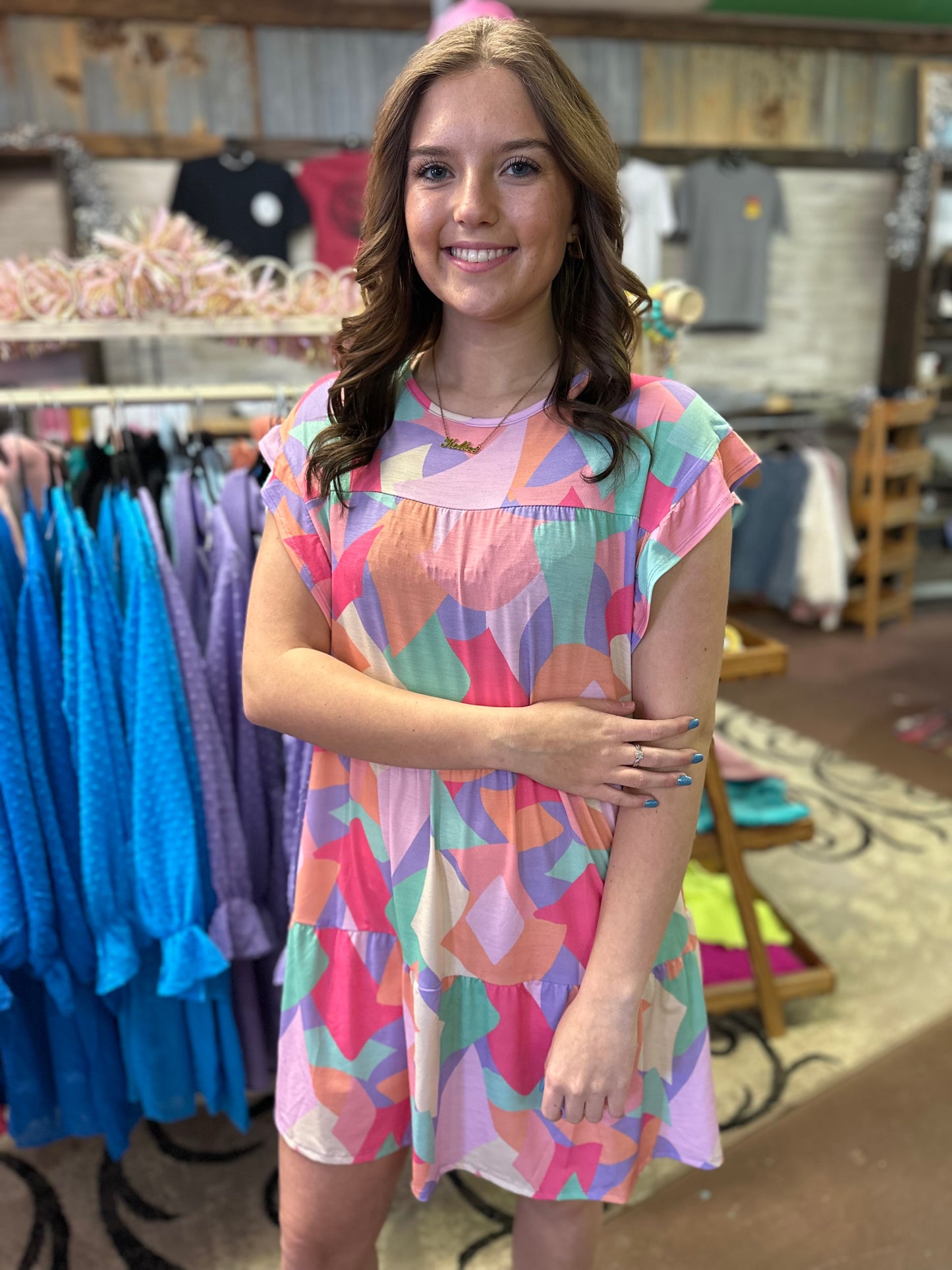MULTI PRINT TIERD DRESS