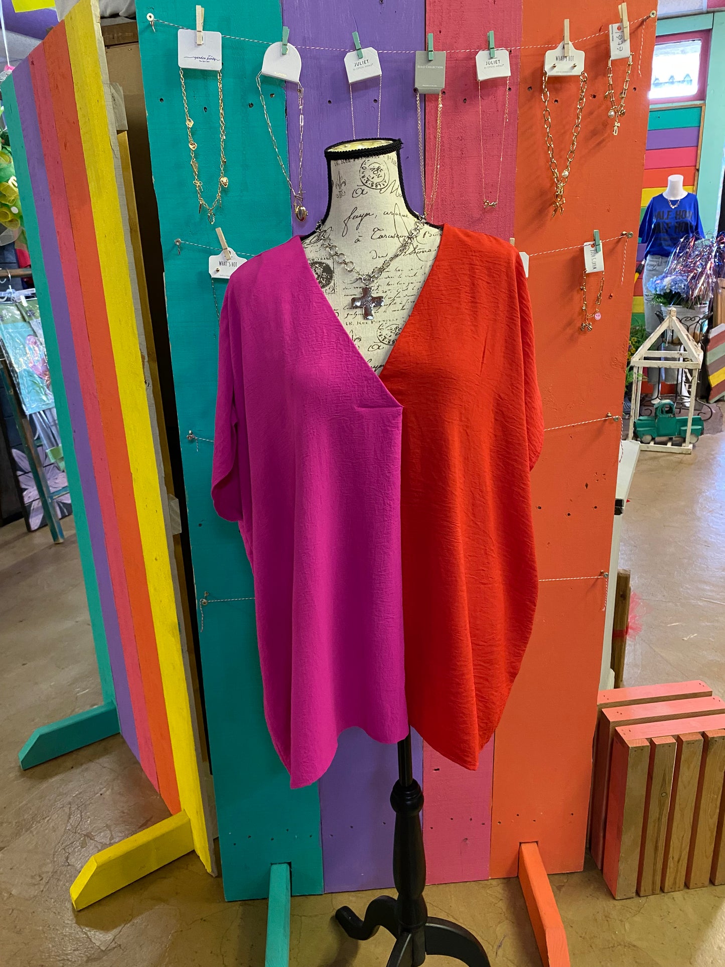 CC PINK/RED DOLMAN TOP