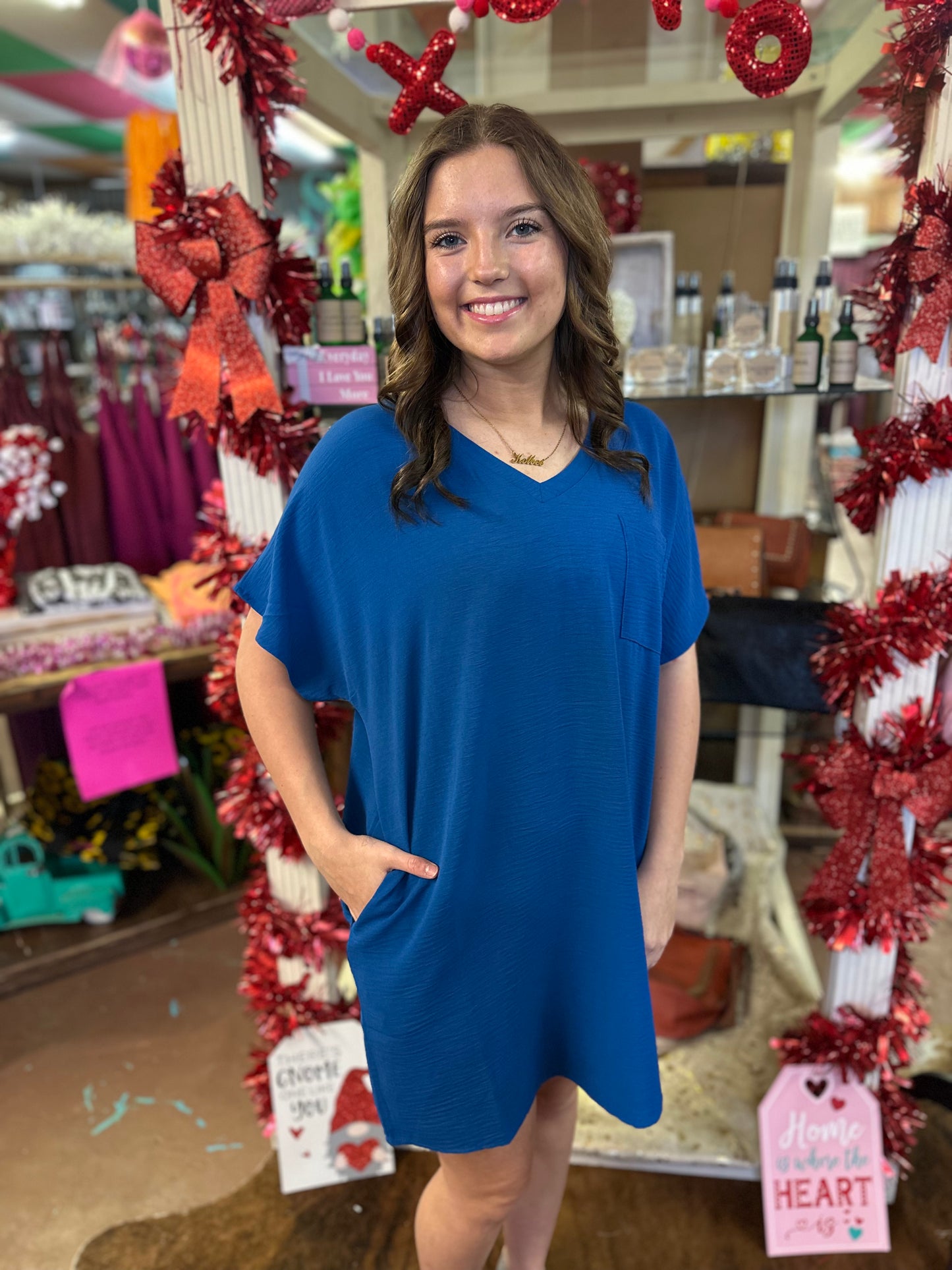 V Neck T Shirt Dress