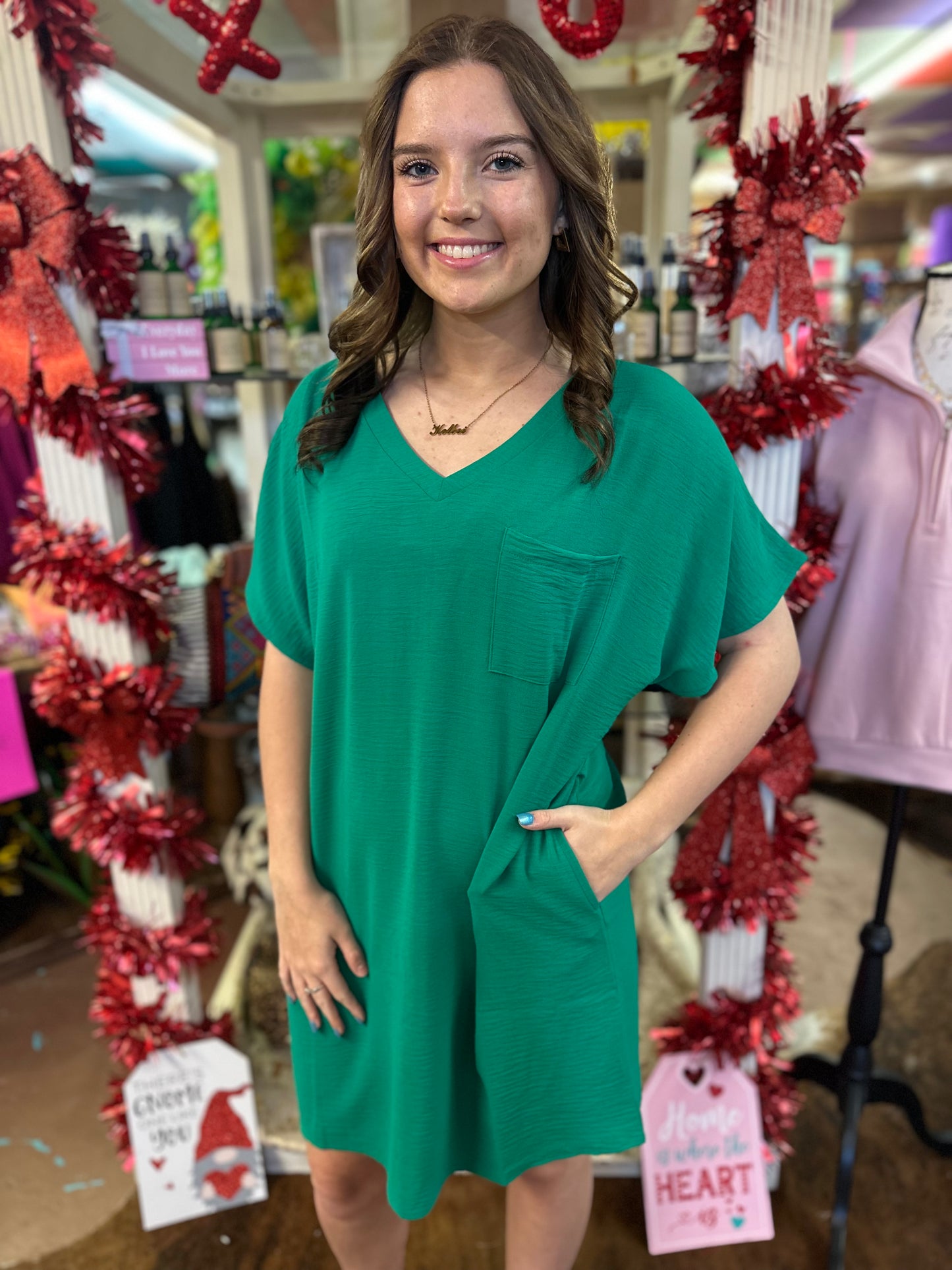 V Neck T Shirt Dress