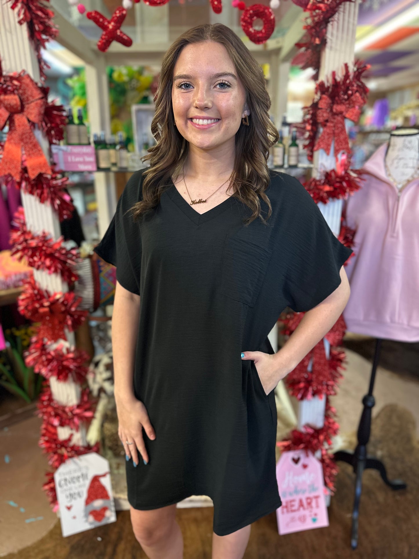 V Neck T Shirt Dress