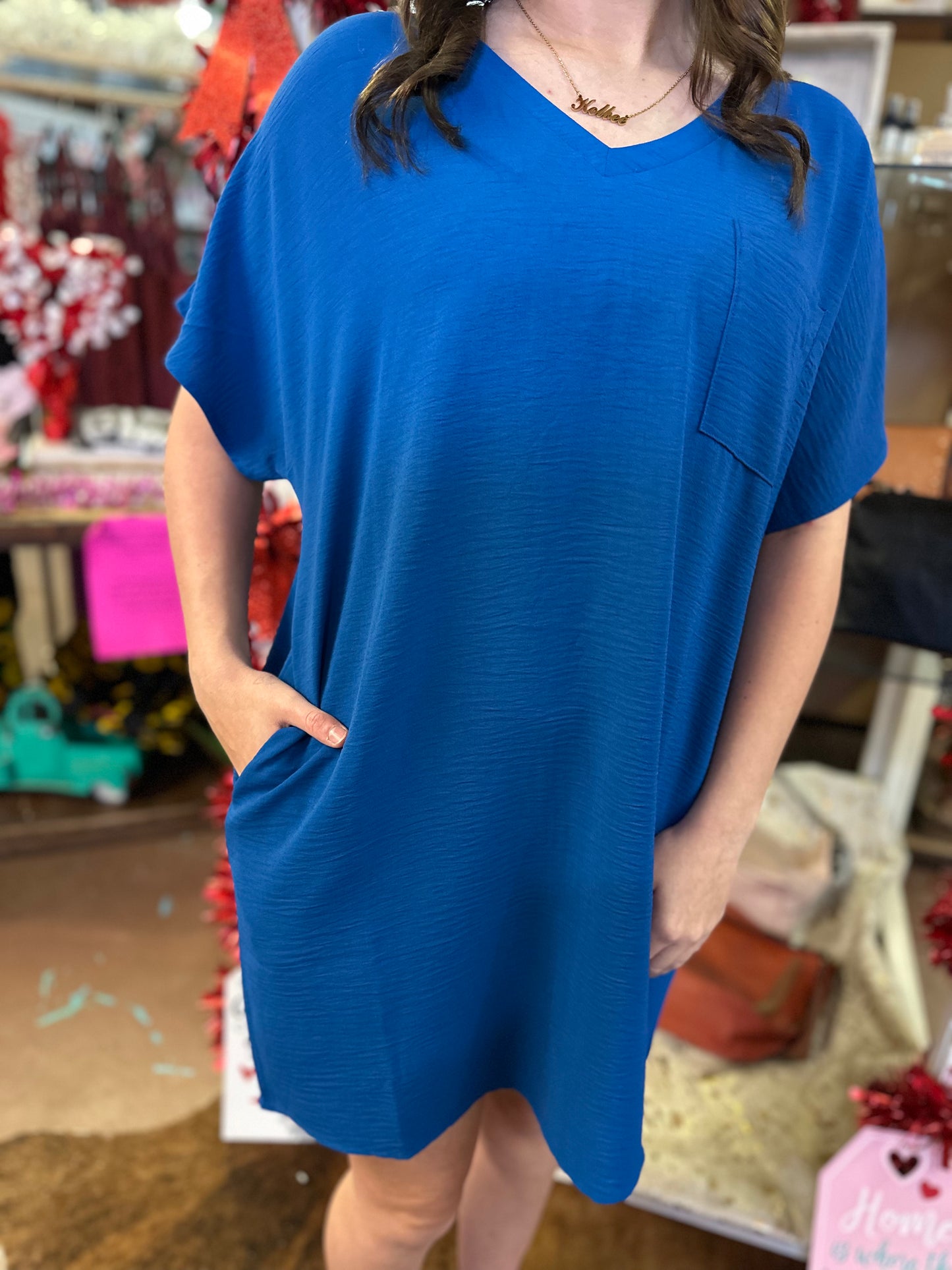 V Neck T Shirt Dress
