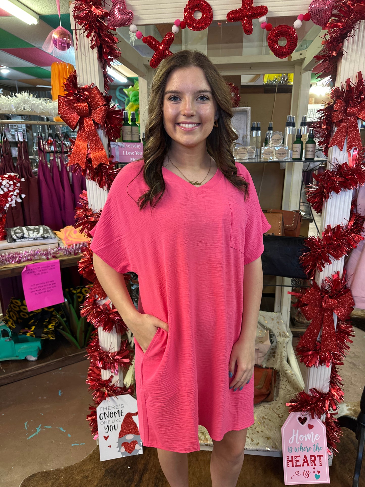 V Neck T Shirt Dress