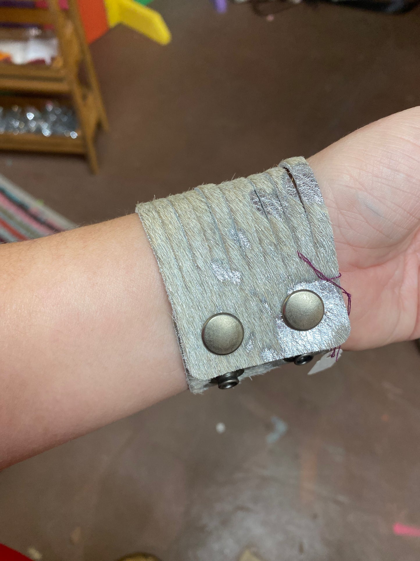 Silver Cowhide bracelet