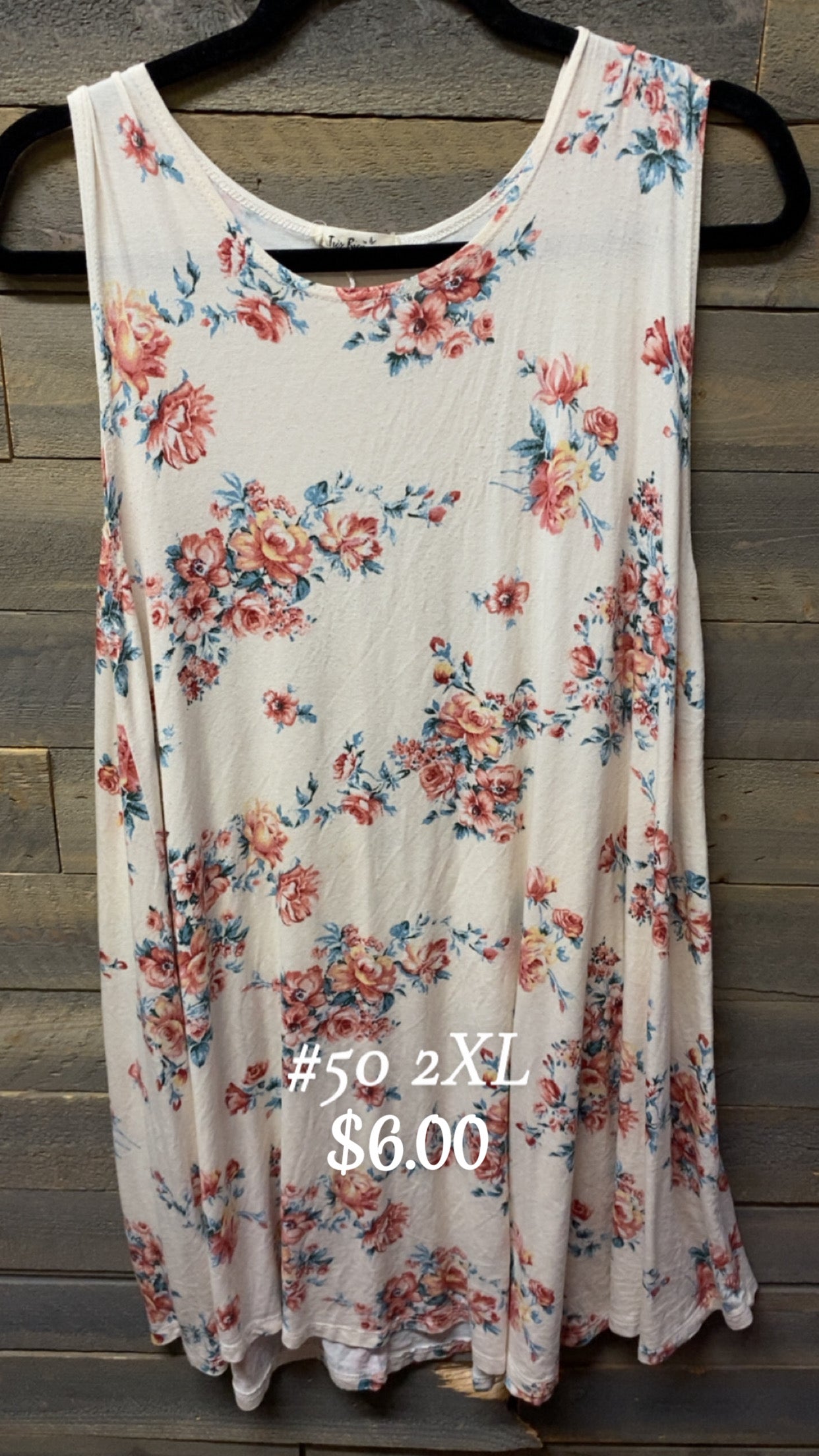 #50 2XL White Floral Tank