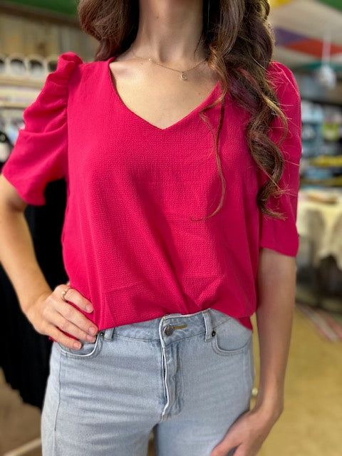 CC PINK PUFF SLEEVE TOP