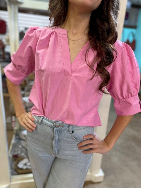 CC PINK PUFF SLEEVED TOP