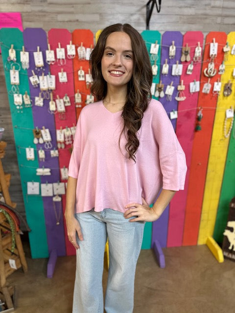 CC PINK VNECK SWEATER