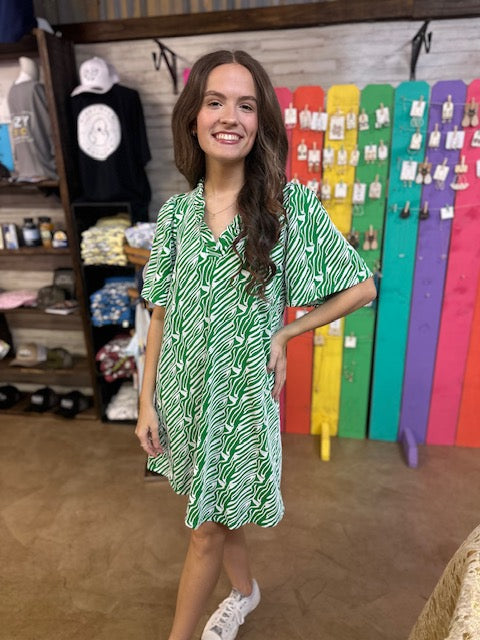 CC GREEN ZEBRA DRESS