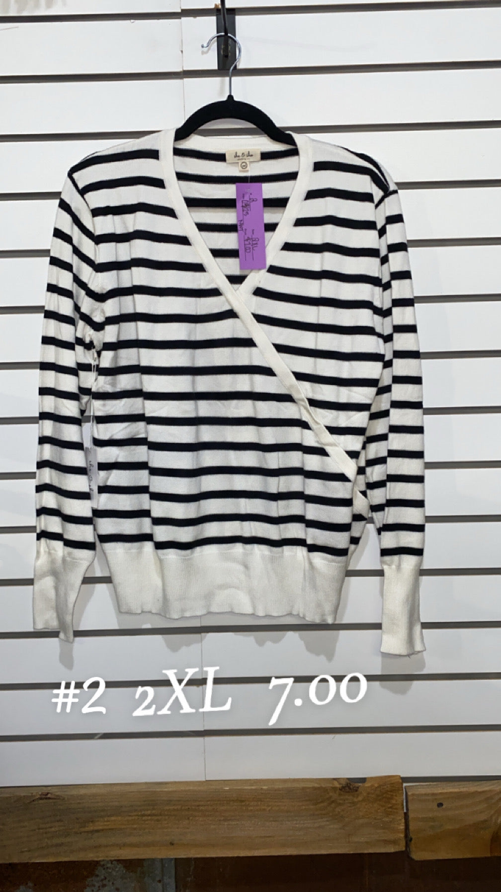 #2 2x Black/White Stripe Dress Top