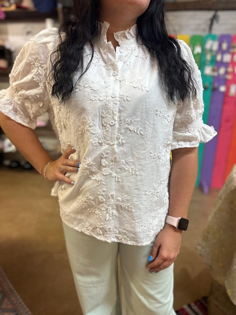 CC OFF WHITE FLORAL BLOUSE