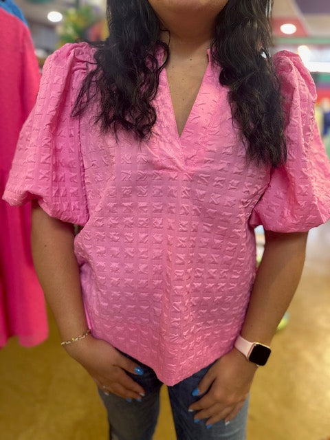 CC PINK PUFF SLEEVE BLOUSE