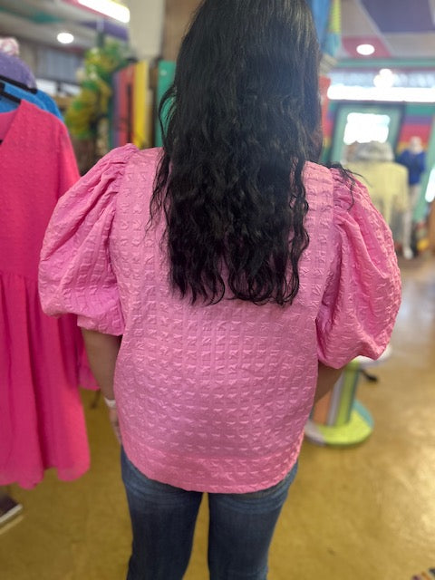 CC PINK PUFF SLEEVE BLOUSE