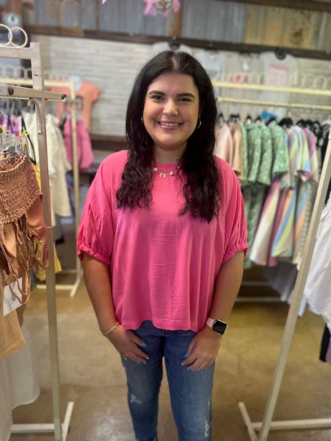 CC PINK LINEN ZENANA CROP