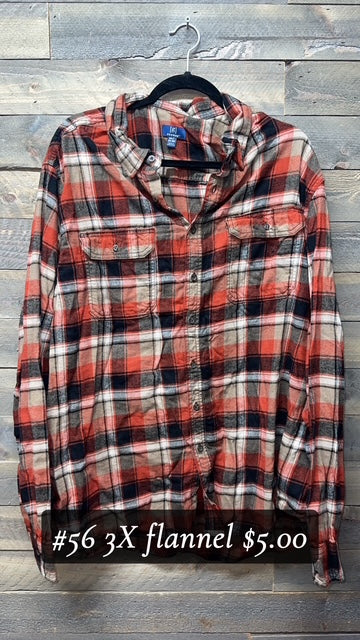 #56 3X ORANGE/BROWN FLANNEL