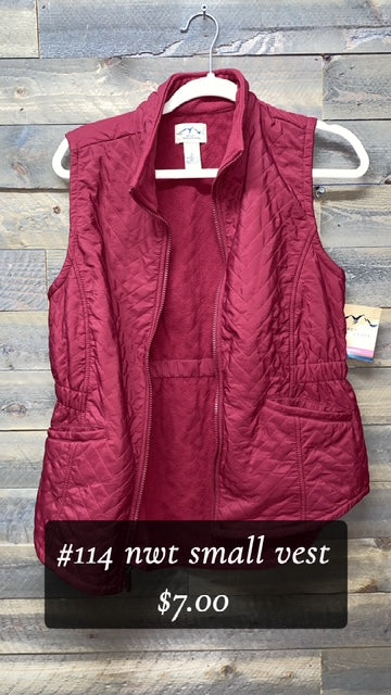 #114 SMALL NWT MAROON VEST