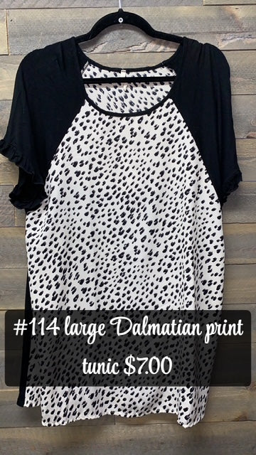 #114 LARGE DALMATION PRINT TUNIC
