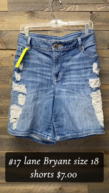 #17 LANE BRYANT SIZE 18 SHORTS DISTRESSED