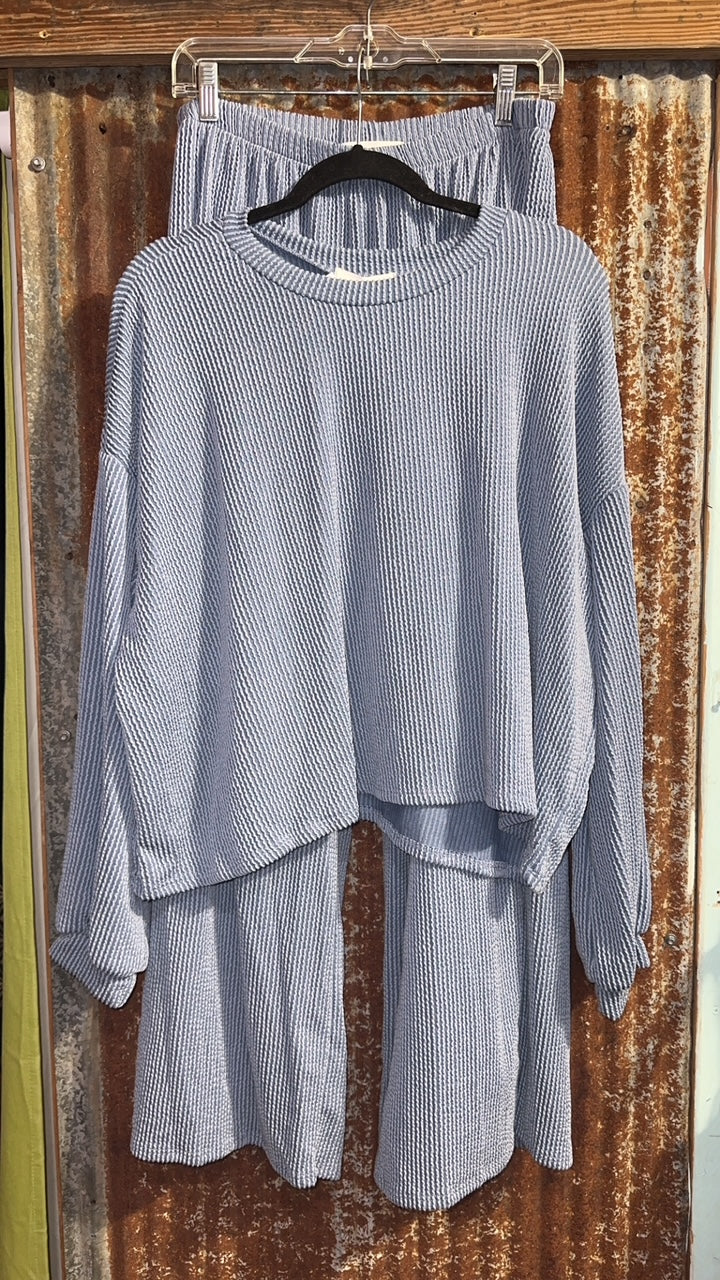 CC BLUE RIBBED LOUNGE SET