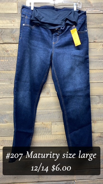 #207 MATURNITY JEANS SIZE LARGE 12/14