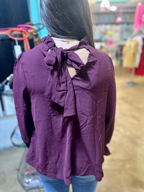CC UMGEE MAROON TIE BACK BLOUSE