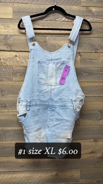 #1 XL DENIM SHORT OVERALLS