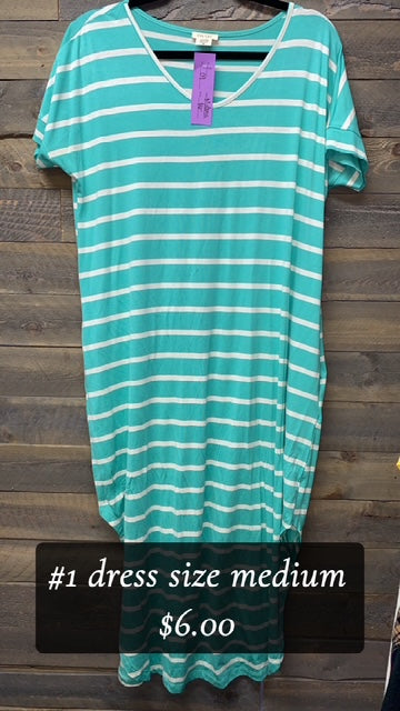 #1 MEDIUM TEAL STRIPPED MAXI