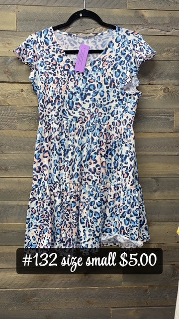 #132 SMALL BLUE/PINK LEO DRESS
