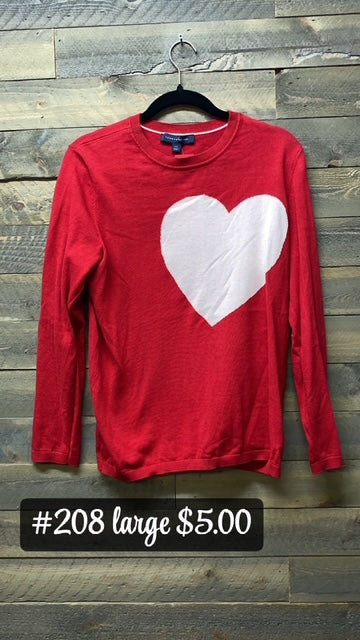 #208 LARGE TH RED HEART SWEATER
