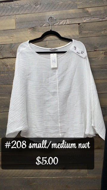 #208 WHITE LINEN S/M TOP