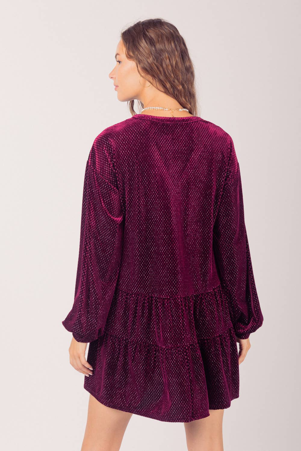 Velvet Mini Dress: BURGUNDY