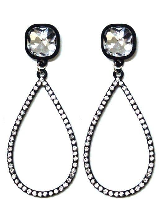 VE2889 Iridescent Post Rhinestone Teardrop Dangle Earrings