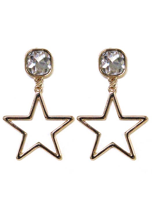 VE3081 Iridescent Post Star Dangle Earrings